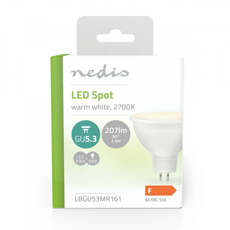 Nedis LED-Lamp GU5.3 | Spot | 2.5 W | 207 lm | 2700 K | Warm Wit | Doorzichtig | Aantal lampen in verpakking: 1 Stuks Nedis LED-Lamp GU5.3 | Spot | 2.5 W | 207 lm | 2700 K | Warm Wit | Doorzichtig | Aantal lampen in verpakking: 1 Stuks