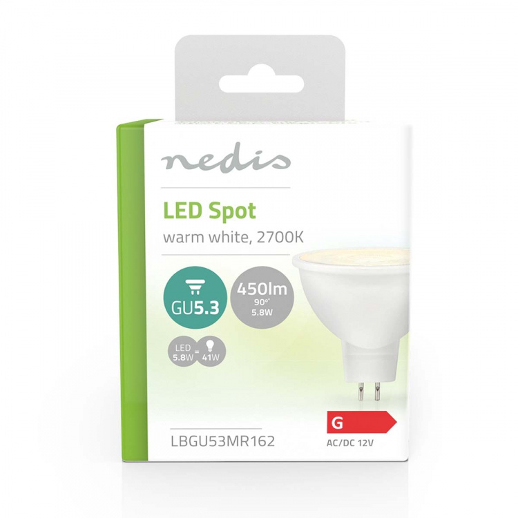 Nedis LED-Lamp GU5.3 | Spot | 5.8 W | 450 lm | 2700 K | Warm Wit | Doorzichtig | Aantal lampen in verpakking: 1 Stuks