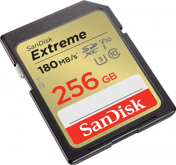 SDXC Extreme 256GB 180MB/s UHS-I C10 V30 U3
