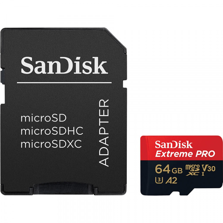 MicroSDXC Extreme Pro 64GB 200MB/s A2 C10 V30 UHS-I