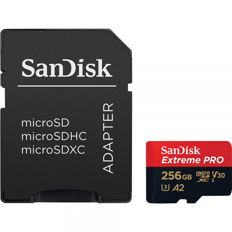 MicroSDXC Extreme Pro 256GB 200MB/s A2 C10 V30 UHS-I