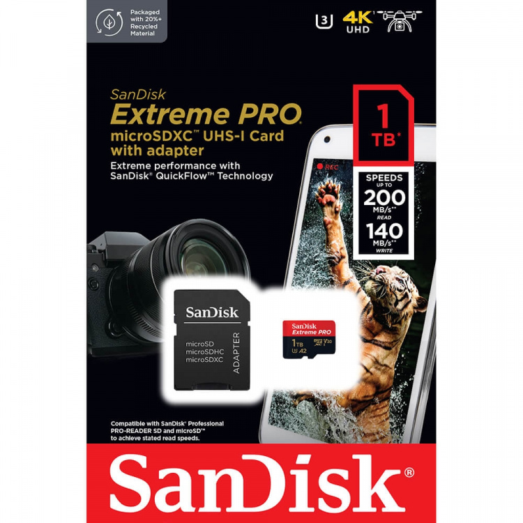 MicroSDXC Extreme Pro 1TB 200MB/s A2 C10 V30 UHS-I