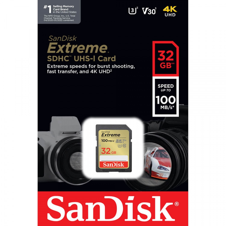 SDHC Extreme 32GB 100MB/s UHS-I C10 V30 U3  SDHC Extreme 32GB 100MB/s UHS-I C10 V30 U3