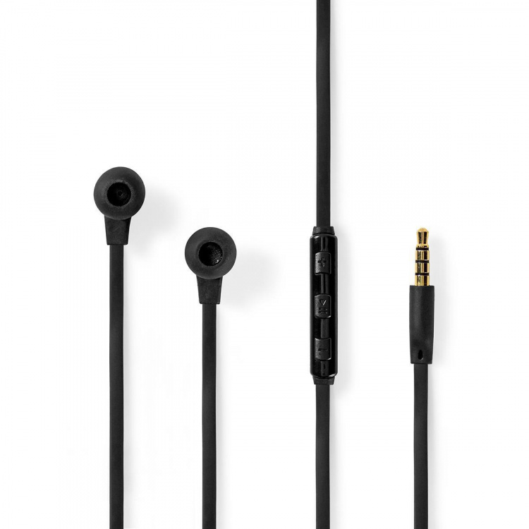 Nedis Bedrade Koptelefoon | 3,5 mm | Kabellengte: 1.20 m | Ingebouwde microfoon | Volumebediening | Zilver / Zwart