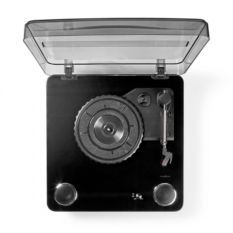 Nedis Platenspeler | 33 / 45 / 78 rpm | Riemaandrijving | 1x Stereo RCA | Bluetooth® | 18 W | Ingebouwde (voor) versterker | MP3 conversie | ABS / MDF | Zwart