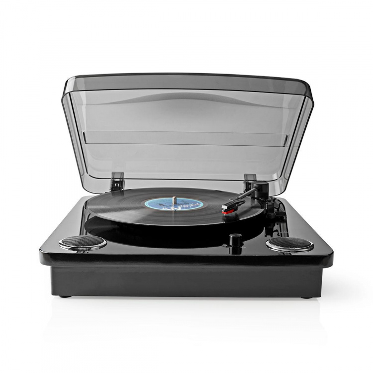 Nedis Platenspeler | 33 / 45 / 78 rpm | Riemaandrijving | 1x Stereo RCA | Bluetooth® | 18 W | Ingebouwde (voor) versterker | MP3 conversie | ABS / MDF | Zwart