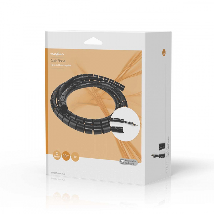 Nedis Kabelmanagement | Spiraalvormige sleeve | 1 Stuks | Maximale kabeldikte: 60 mm | PVC | Zwart Nedis Kabelmanagement | Spiraalvormige sleeve | 1 Stuks | Maximale kabeldikte: 60 mm | PVC | Zwart