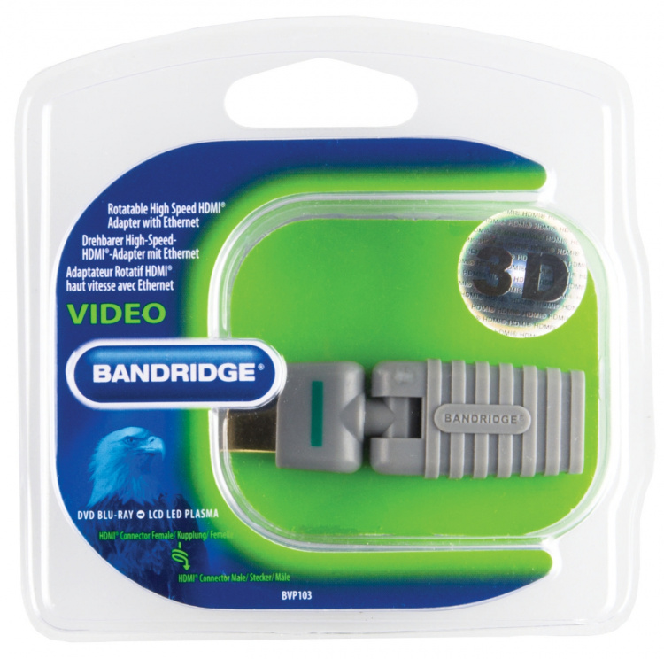 Bandridge High Speed HDMI met Ethernet Adapter Draaibaar HDMI-Connector - HDMI Female Grijs