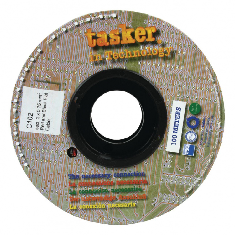 Tasker Luidsprekerkabel op Rol 2x 0.75 mm² 100 m Zwart/Rood