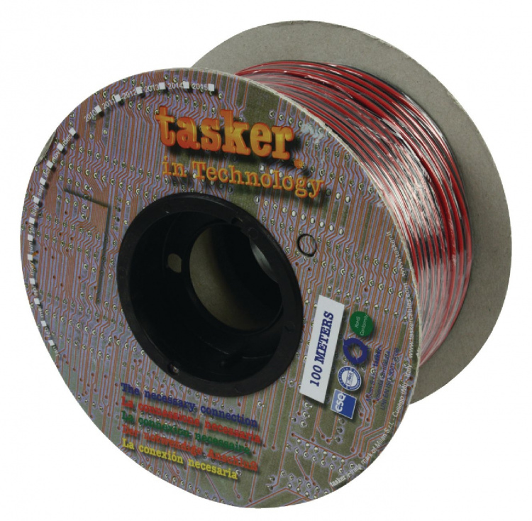 Tasker Luidsprekerkabel op Rol 2x 1.00 mm² 100 m Zwart/Rood