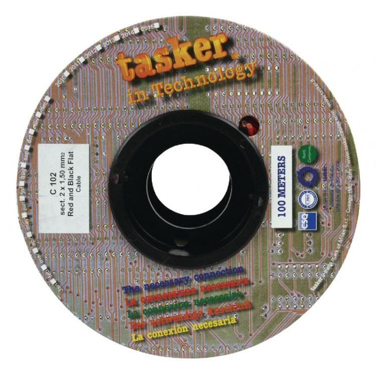 Tasker Luidsprekerkabel op Rol 2x 1.50 mm² 100 m Zwart/Rood