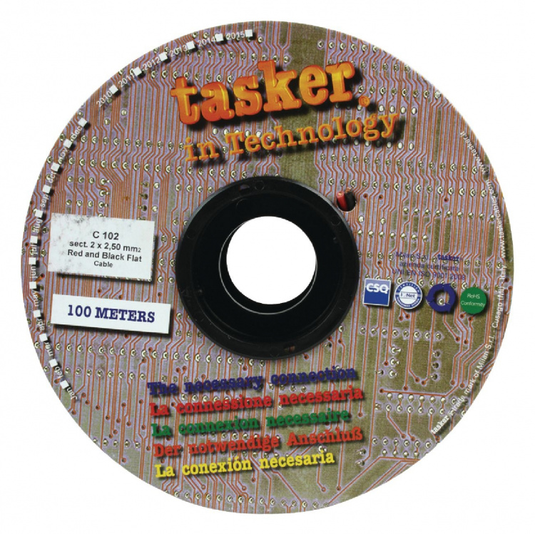 Tasker Luidsprekerkabel op Rol 2x 2.50 mm² 100 m Zwart/Rood