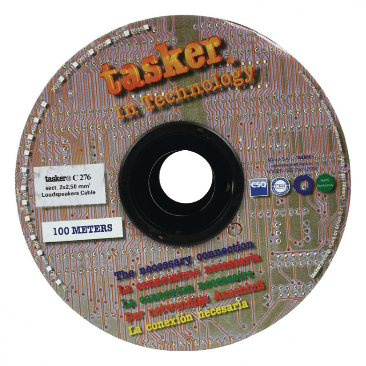 Tasker Luidsprekerkabel op Rol 2x 2.50 mm² 100 m Zwart Tasker Luidsprekerkabel op Rol 2x 2.50 mm² 100 m Zwart