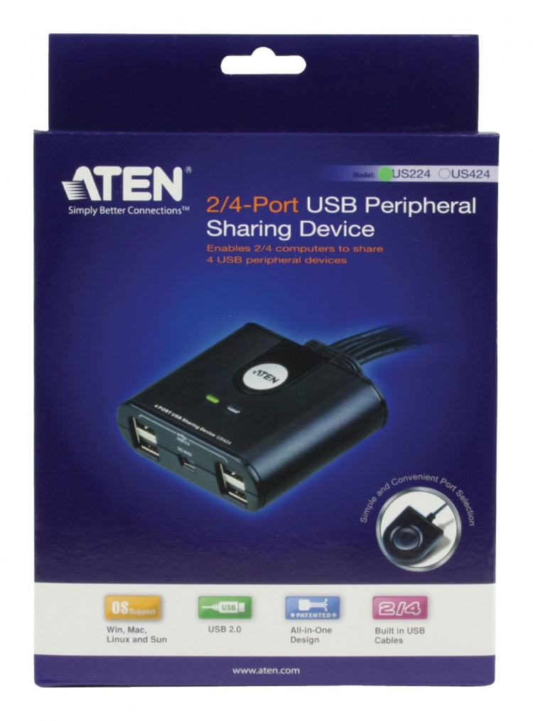 aten 2 x 4 USB 2.0 switch voor randapparatuur