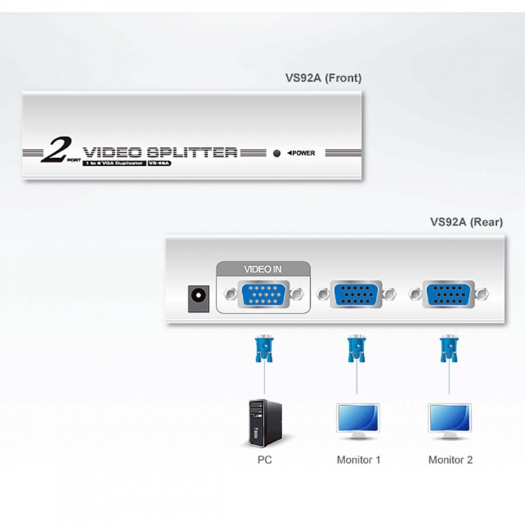 ATEN 2-poorts VGA-splitser (350MHz)