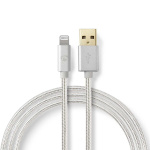 Nedis Lightning Kabel | USB 2.0 | Apple Lightning 8-Pins | USB-A Male | 480 Mbps | Verguld | 1.00 m | Rond | Gevlochten / Nylon | Aluminium | Cover Window Box