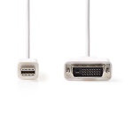 Nedis Mini DisplayPort-Kabel | DisplayPort 1.2 | Mini-DisplayPort Male | DVI-D 24+1-Pins Male | 21.6 Gbps | Vernikkeld | 2.00 m | Rond | PVC | Wit | Envelop