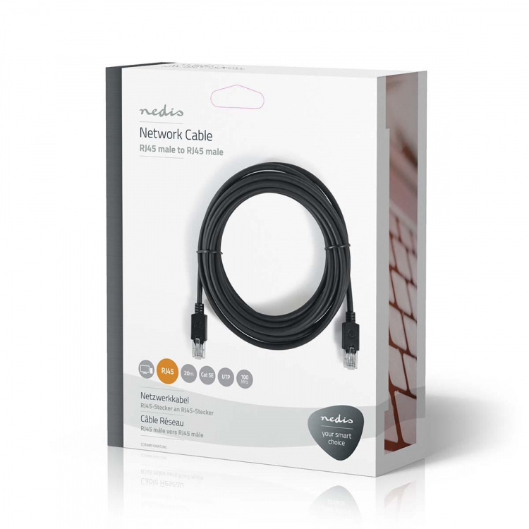 Nedis CAT5e Netwerkkabel | U/UTP | RJ45 Male | RJ45 Male | 20.0 m | Rond | LSZH | Antraciet | Window Box