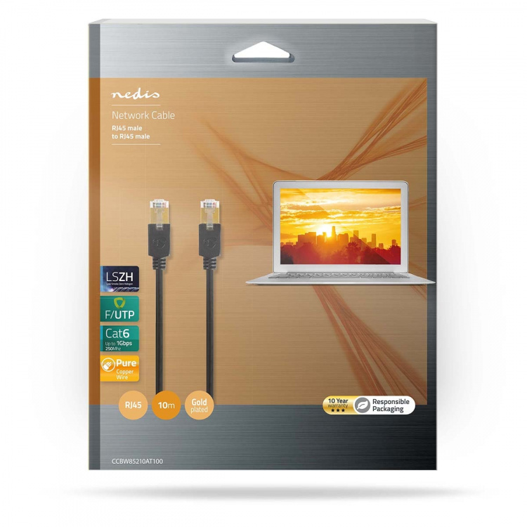 Nedis CAT6 Netwerkkabel | RJ45 Male | RJ45 Male | F/UTP | 10.0 m | Rond | LSZH / PVC | Antraciet | Window Box