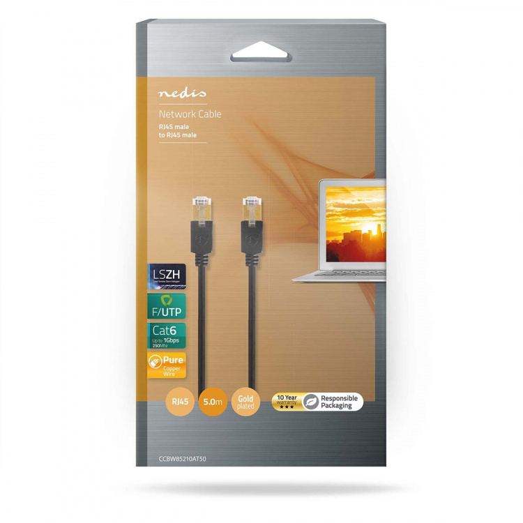 Nedis CAT6 Netwerkkabel | RJ45 Male | RJ45 Male | F/UTP | 5.00 m | Rond | LSZH / PVC | Antraciet | Window Box