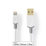 Nedis Lightning Kabel | USB 2.0 | Apple Lightning 8-Pins | USB-A Male | 480 Mbps | Verguld | 2.00 m | Rond | PVC | Grijs / Wit | Doos
