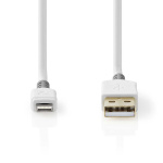 Nedis Lightning Kabel | USB 2.0 | Apple Lightning 8-Pins | USB-A Male | 480 Mbps | Verguld | 2.00 m | Rond | PVC | Grijs / Wit | Doos