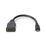 Nedis High Speed HDMI™-Kabel met Ethernet | HDMI™ Micro-Connector | HDMI™ Output | 4K@30Hz | 10.2 Gbps | 0.20 m | Rond | PVC | Zwart | Envelop Nedis High Speed HDMI™-Kabel met Ethernet | HDMI™ Micro-Connector | HDMI™ Output | 4K@30Hz | 10.2 Gbps | 0.20 m | Rond | PVC | Zwart | Envelop