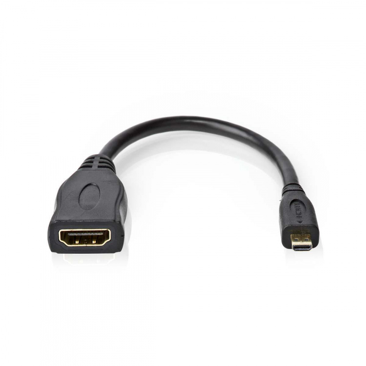 Nedis High Speed HDMI™-Kabel met Ethernet | HDMI™ Micro-Connector | HDMI™ Output | 4K@30Hz | 10.2 Gbps | 0.20 m | Rond | PVC | Zwart | Envelop Nedis High Speed HDMI™-Kabel met Ethernet | HDMI™ Micro-Connector | HDMI™ Output | 4K@30Hz | 10.2 Gbps | 0.20 m | Rond | PVC | Zwart | Envelop