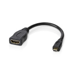 Nedis High Speed HDMI™-Kabel met Ethernet | HDMI™ Micro-Connector | HDMI™ Output | 4K@30Hz | 10.2 Gbps | 0.20 m | Rond | PVC | Zwart | Envelop Nedis High Speed HDMI™-Kabel met Ethernet | HDMI™ Micro-Connector | HDMI™ Output | 4K@30Hz | 10.2 Gbps | 0.20 m | Rond | PVC | Zwart | Envelop