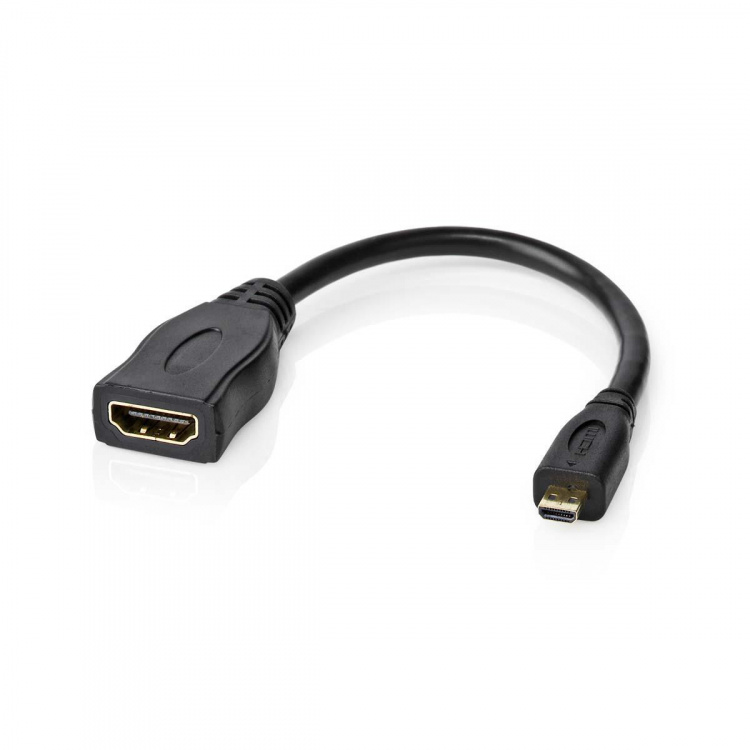 Nedis High Speed HDMI™-Kabel met Ethernet | HDMI™ Micro-Connector | HDMI™ Output | 4K@30Hz | 10.2 Gbps | 0.20 m | Rond | PVC | Zwart | Envelop Nedis High Speed HDMI™-Kabel met Ethernet | HDMI™ Micro-Connector | HDMI™ Output | 4K@30Hz | 10.2 Gbps | 0.20 m | Rond | PVC | Zwart | Envelop