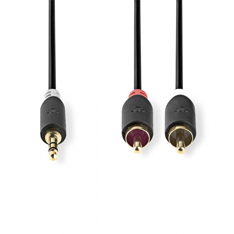 Nedis Stereo-Audiokabel | 3,5 mm Male | 2x RCA Male | Verguld | 10.0 m | Rond | Antraciet | Doos Nedis Stereo-Audiokabel | 3,5 mm Male | 2x RCA Male | Verguld | 10.0 m | Rond | Antraciet | Doos
