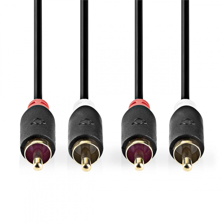 Nedis Stereo-Audiokabel | 2x RCA Male | 2x RCA Male | Verguld | 2.00 m | Rond | Antraciet | Doos
