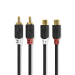 Nedis Stereo-Audiokabel | 2x RCA Male | 2x RCA Female | Verguld | 2.00 m | Rond | Antraciet | Doos Nedis Stereo-Audiokabel | 2x RCA Male | 2x RCA Female | Verguld | 2.00 m | Rond | Antraciet | Doos