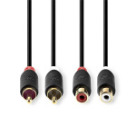 Nedis Stereo-Audiokabel | 2x RCA Male | 2x RCA Female | Verguld | 2.00 m | Rond | Antraciet | Doos Nedis Stereo-Audiokabel | 2x RCA Male | 2x RCA Female | Verguld | 2.00 m | Rond | Antraciet | Doos