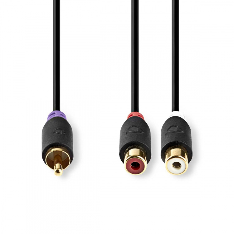 Nedis Subwoofer-Kabel | RCA Male | 2x RCA Female | Verguld | 0.20 m | Rond | 4.0 mm | Antraciet | Doos Nedis Subwoofer-Kabel | RCA Male | 2x RCA Female | Verguld | 0.20 m | Rond | 4.0 mm | Antraciet | Doos
