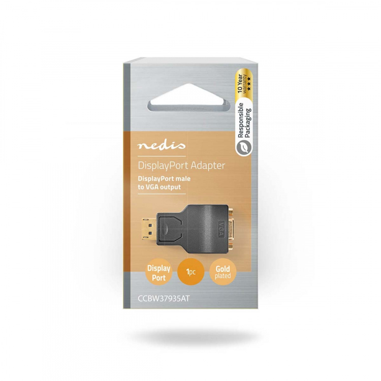 Nedis DisplayPort-Adapter | DisplayPort Male | VGA Female 15p | 1080p | Verguld | Recht | Rond | ABS | Antraciet | Doos