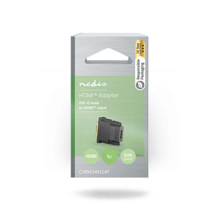 Nedis HDMI™-Adapter | HDMI™ Output | DVI-D 24+1-Pins Male | Verguld | Recht | PVC | Antraciet | 1 Stuks | Window Box