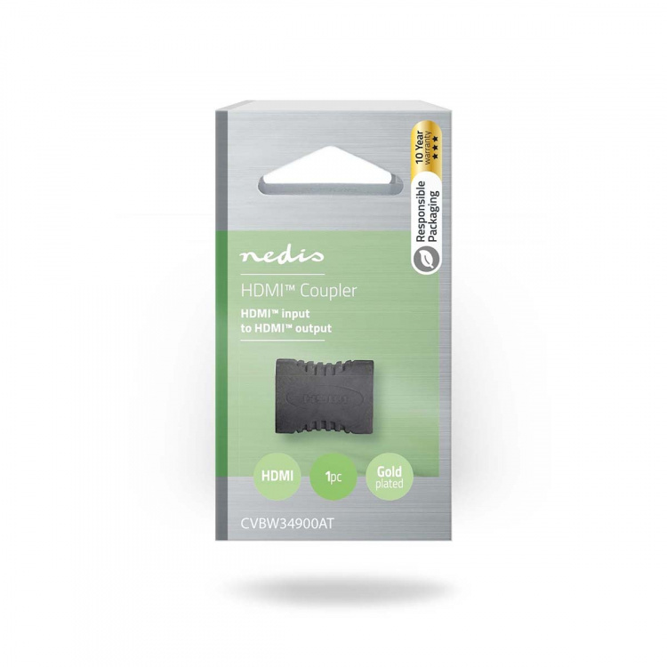 Nedis HDMI™-Adapter | HDMI™ Output | HDMI™ Output | Verguld | Recht | PVC | Antraciet | 1 Stuks | Doos