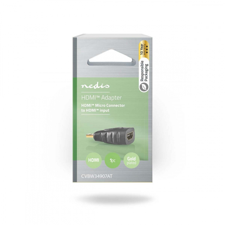 Nedis HDMI™-Adapter | HDMI™ Micro-Connector | HDMI™ Output | Verguld | Recht | ABS | Antraciet | 1 Stuks | Window Box