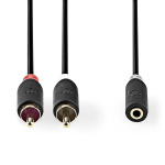 Nedis Stereo-Audiokabel | 2x RCA Male | 3,5 mm Female | Verguld | 0.20 m | Rond | Antraciet | Doos