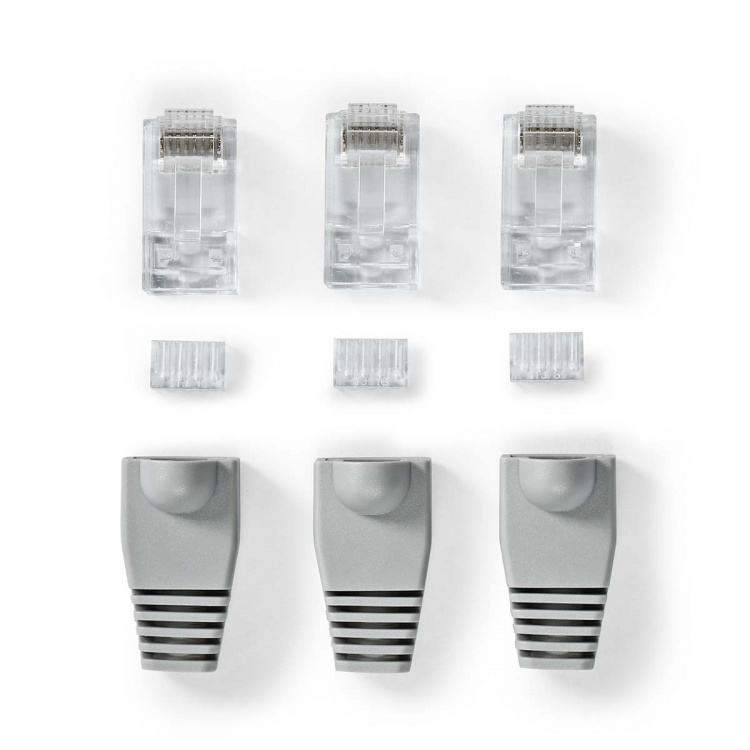 Nedis RJ45-Connector | Male | Solid UTP CAT6 | Recht | Verguld | 10 Stuks | PVC | Grijs | Doos
