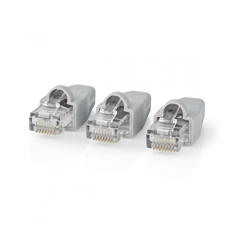 Nedis RJ45-Connector | Male | Solid UTP CAT6 | Recht | Verguld | 10 Stuks | PVC | Grijs | Doos