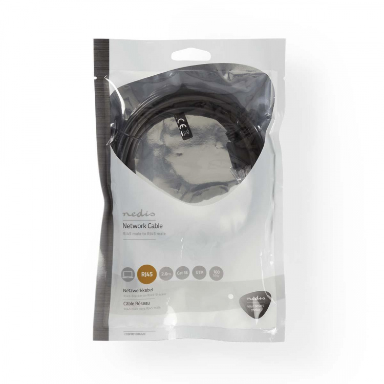 Nedis CAT5e Netwerkkabel | U/UTP | RJ45 Male | RJ45 Male | 2.00 m | Rond | LSZH | Antraciet | Polybag