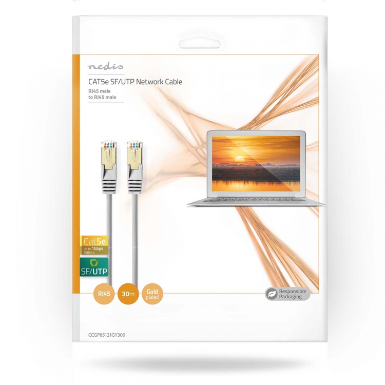 Nedis CAT5e Netwerkkabel | SF/UTP | RJ45 Male | RJ45 Male | 30.0 m | Rond | PVC | Grijs | Envelop
