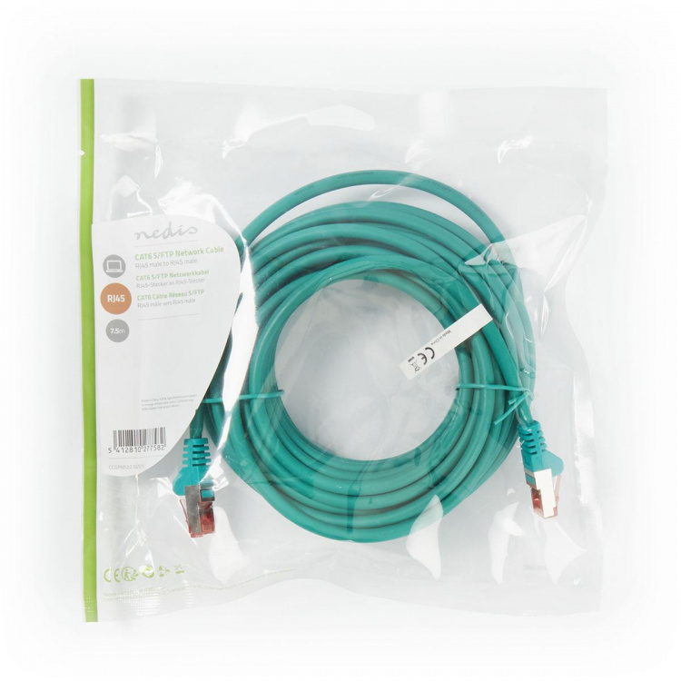 Nedis CAT6 Netwerkkabel | RJ45 Male | RJ45 Male | S/FTP | 7.50 m | Rond | LSZH | Groen | Polybag Nedis CAT6 Netwerkkabel | RJ45 Male | RJ45 Male | S/FTP | 7.50 m | Rond | LSZH | Groen | Polybag