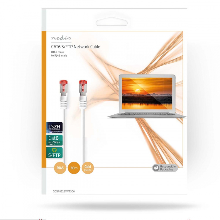 Nedis CAT6 Netwerkkabel | RJ45 Male | RJ45 Male | S/FTP | 30.0 m | Rond | LSZH | Wit | Envelop