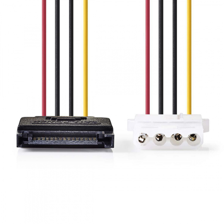 Nedis Interne Voedingskabel | SATA 15-Pins Male | Molex Female | Verguld | 0.15 m | Rond | PVC | Multicolour | Envelop Nedis Interne Voedingskabel | SATA 15-Pins Male | Molex Female | Verguld | 0.15 m | Rond | PVC | Multicolour | Envelop