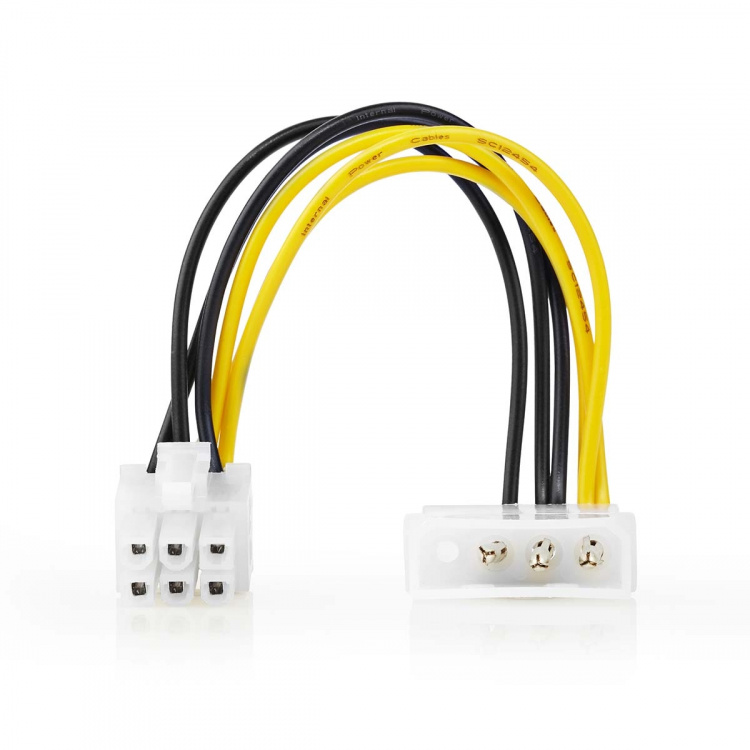 Nedis Interne Voedingskabel | Molex Male | PCI-Express Male | Verguld | 0.20 m | Rond | PVC | Geel / Zwart | Envelop Nedis Interne Voedingskabel | Molex Male | PCI-Express Male | Verguld | 0.20 m | Rond | PVC | Geel / Zwart | Envelop