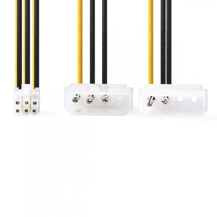 Nedis Interne Voedingskabel | 2x Molex Male | PCI-Express Female | Verguld | 0.20 m | Rond | PVC | Geel / Zwart | Polybag Nedis Interne Voedingskabel | 2x Molex Male | PCI-Express Female | Verguld | 0.20 m | Rond | PVC | Geel / Zwart | Polybag