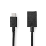Nedis USB-C™ Adapter | USB 3.2 Gen 1 | USB-C™ Male | USB-A Female | 5 Gbps | 0.15 m | Rond | Vernikkeld | PVC | Zwart | Envelop
